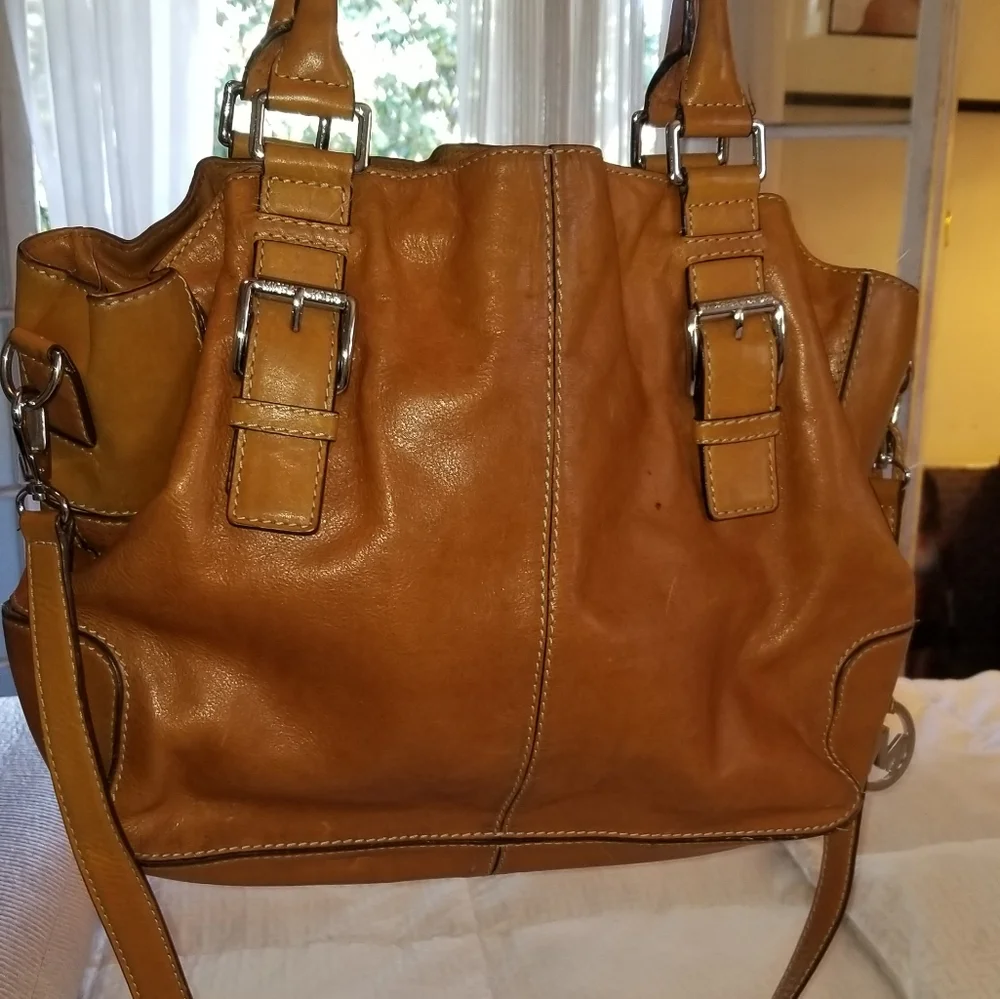 Michael Kors Tan Leather Satchel with Removable Strap